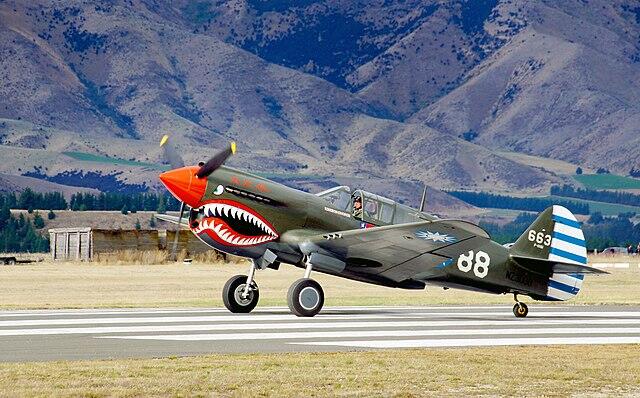 Curtiss P-40 on a runway