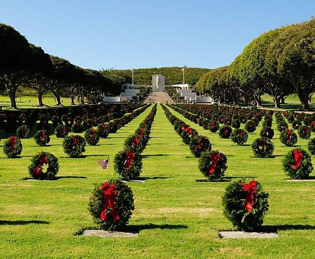 wreaths installed at the National Memorial Cemetery of the Pacific