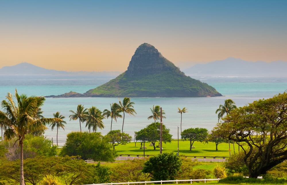 Chinaman's Hat island off the east coast of Oahu, Hawaii