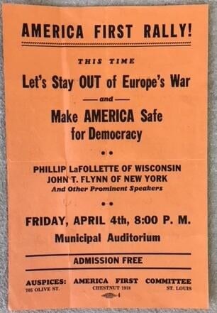 Flyer for an America First Committee rally, April 1941