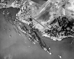 USS Arizona oil leaking on Battleship Row