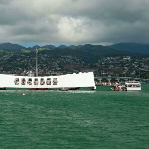 Arizona Memorial View from Water with Ferry