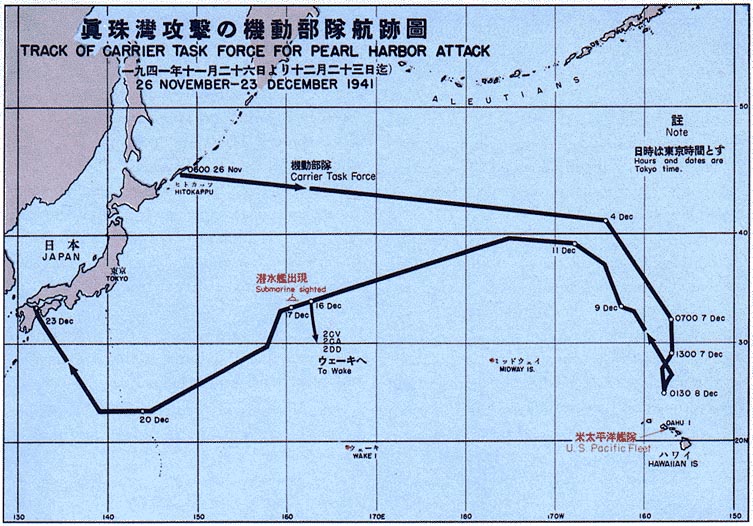 Map of Pearl Harbor attack force