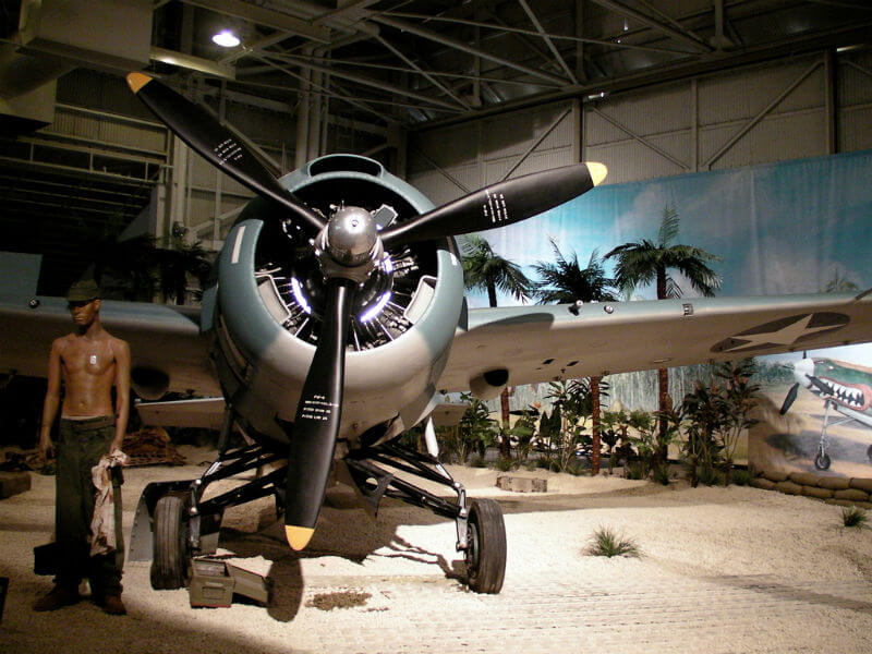 Curtiss P-40 Warhawk on display at the Pacific Aviation Museum.