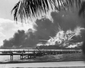 Explosion of the USS Shaw at Pearl Harbor