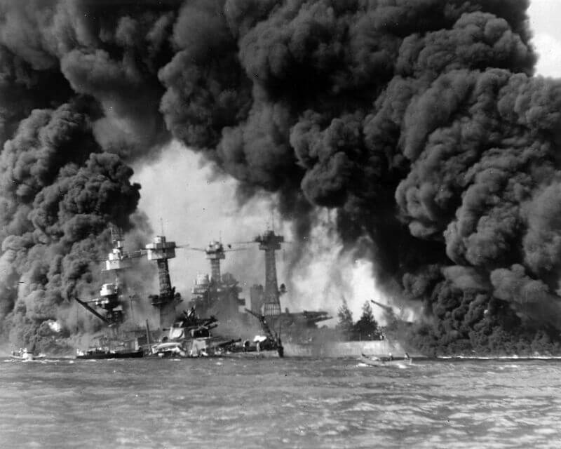 Pearl Harbor Battleships after the attack