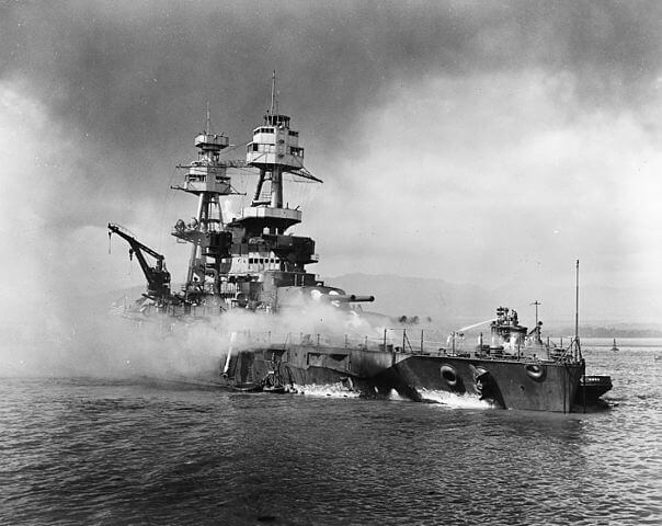 USS Nevada (BB-36) beached at Hospital Point